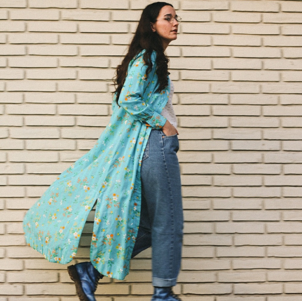 1960s Floral Button Down Duster